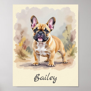 Affiche Chien Français Tan Tan Fawn Couleur Cute Frenchie