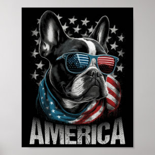 Affiche Chien Frenchie patriotique Drapeau américain 4 jui