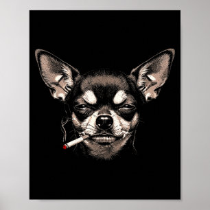Affiche Chien Fumant Cigarette Drôle Chihuahua Meme Hommes