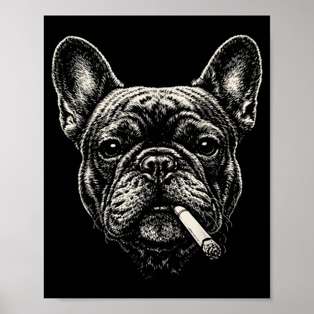 Affiche Chien fumant une cigarette drôle de mème de bouled (Devant)