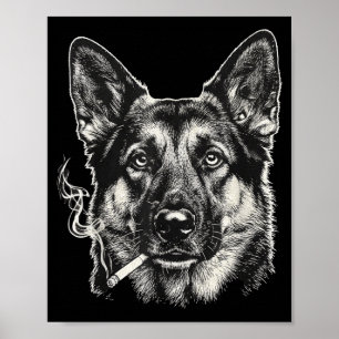 Affiche Chien fumant une cigarette Mème drôle de berger al