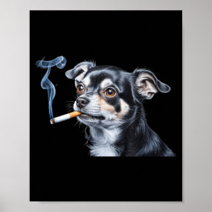 Affiche Chien fumant une cigarette mème drôle de chihuahua