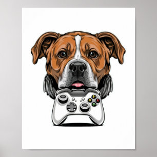 Affiche Chien Gamer - Jeu vidéo