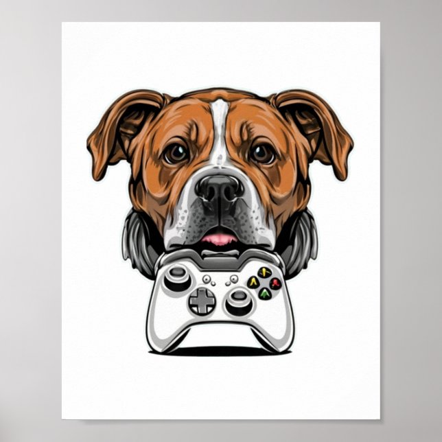 Affiche Chien Gamer - Jeu vidéo (Devant)