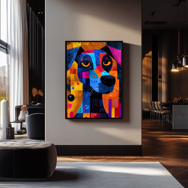 Affiche Chien géométrique expressionniste – Art abstrait v (Créateur téléchargé)