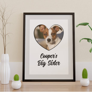 Affiche Chien grande soeur personnalisées photo & texte