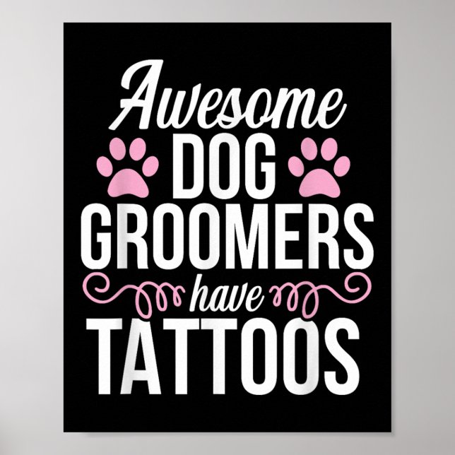 Affiche Chien Groomer Funny Mignet Tattoos Animal Grooming (Devant)