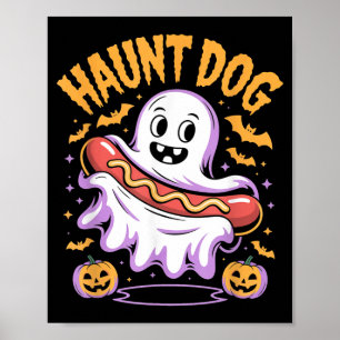 Affiche Chien Hanté Drôle Fantôme Hotdog Halloween