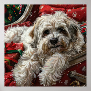 Affiche Chien Havanais Noël Festif