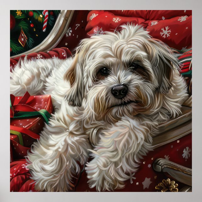 Affiche Chien Havanais Noël Festif (Devant)