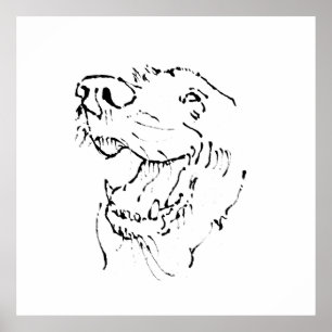 Affiche Chien Heureux Retriever Doré, Illustration à l'enc