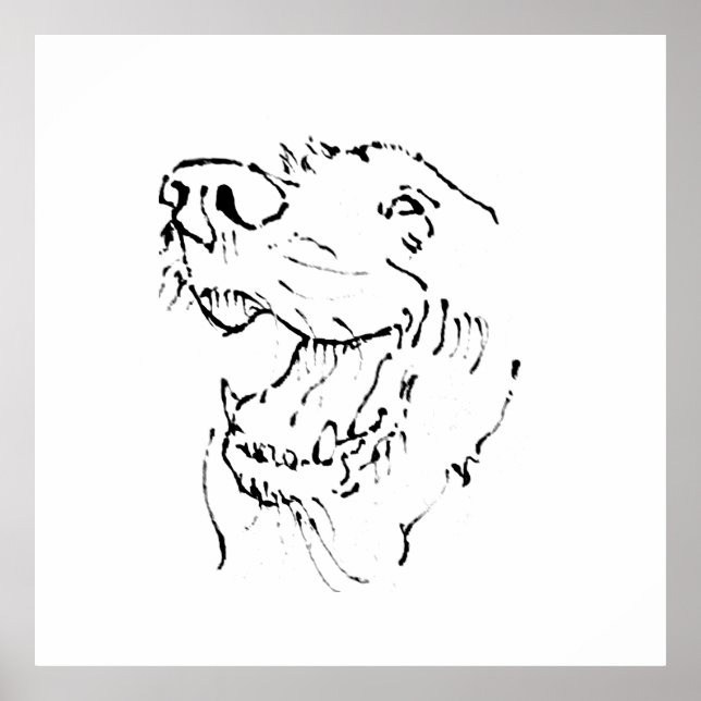 Affiche Chien Heureux Retriever Doré, Illustration à l'enc (Devant)