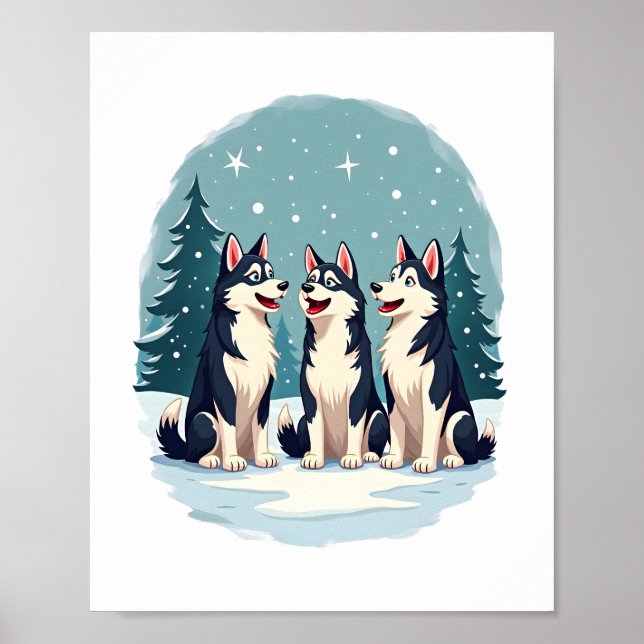 Affiche Chien Husky Christmas Choir (Devant)