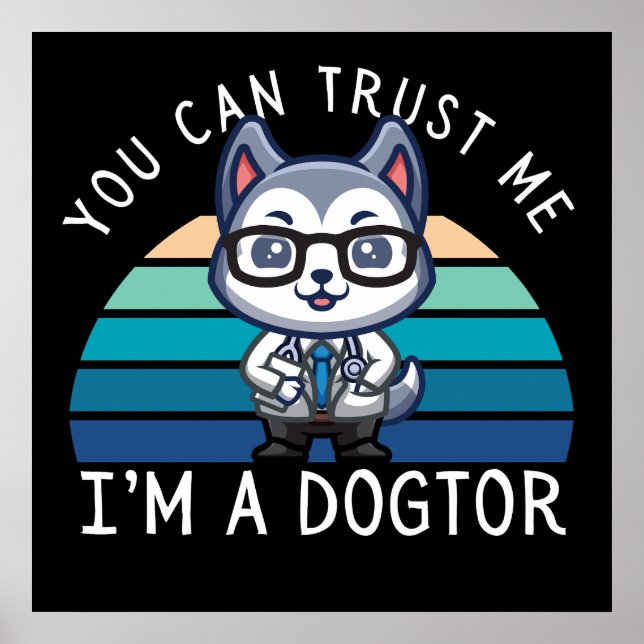 Affiche Chien Husky Kawaii Drôle Docteur (Devant)