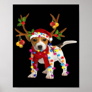 Affiche Chien Jack russell Magnifique Renne Lumière de Noë