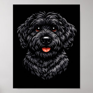 Affiche Chien labradoodle noir art mignon doodle chiot pou