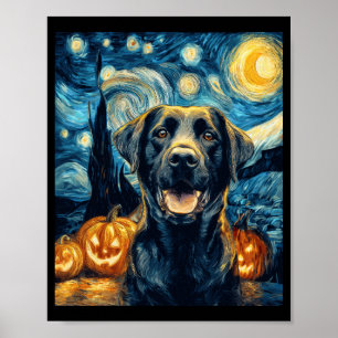 Affiche Chien Labrador Noir Mignon Halloween Jack O Lanter