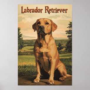 Affiche Chien Labrador Retriever Art Vintage