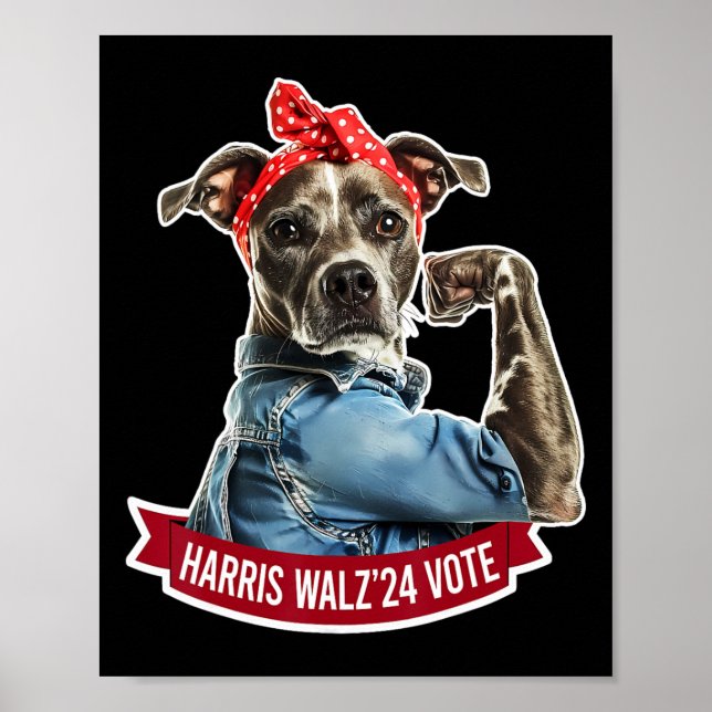 Affiche Chien Lady Kamala Harris Tim Walz Élection (Devant)