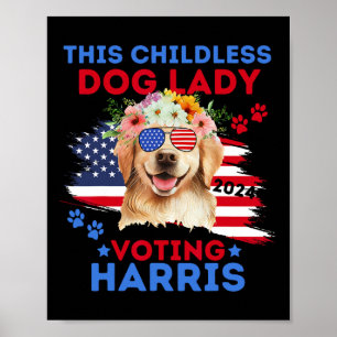 Affiche Chien Lady Vote Kamala Harris 2024 Golden Retrieve