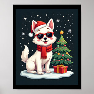 Affiche Chien Lunettes de soleil drôles festives avec arbr