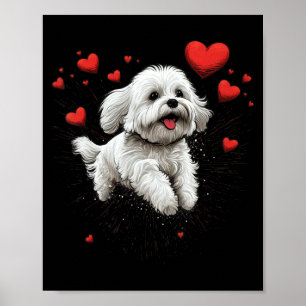Affiche Chien Maltais Amour Coeur Pour La Saint-Valentin M