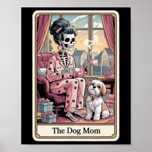 Affiche Chien Maman Squelette Tarot Carte Drôle Animaux de