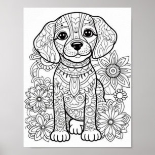 Affiche Chien Mandala Couleur adulte