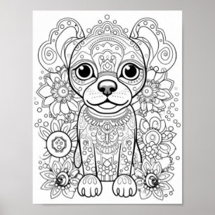 Affiche Chien Mandala Couleur adulte