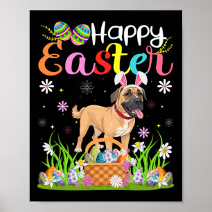 Affiche Chien Mastiff anglais Joyeux Chasse aux Oeufs de P
