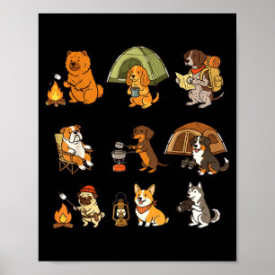 Affiche Chien mignon aventure de camping dessin animé exté