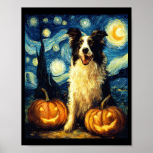 Affiche Chien mignon Border Collie Halloween Jack O Lanter
