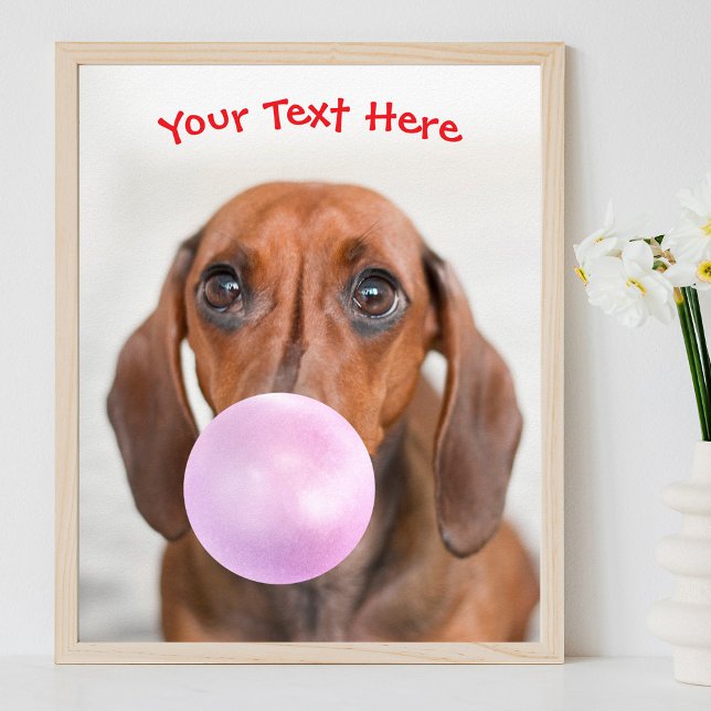 Affiche Chien mignon, bulle de gomme, nom ou message (Créateur téléchargé)