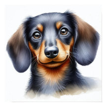 Chien mignon Dachshund en aquarelle
