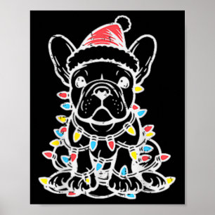 Affiche Chien mignon de Noël Chien français Chien en en ta
