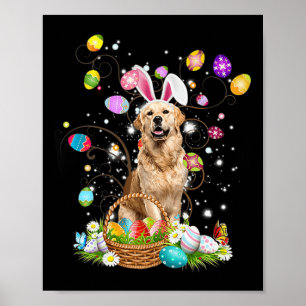 Affiche Chien mignon Golden Retriever Fun Pâques Jour Oeuf