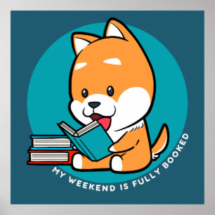 Affiche Chien Mignon Lisant un Livre Citation Drôle