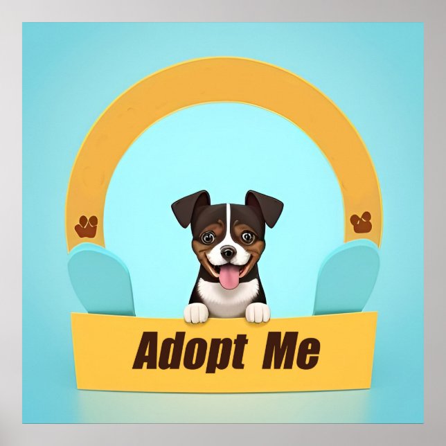 Affiche Chien Mignon Promouvant l'Adoption avec une Expres (Devant)
