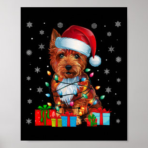 Affiche Chien Moche Noël Éclairage Santa Hat Cairn Terrier