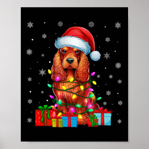 Affiche Chien Moche Noël Éclairage Santa Hat Er Espagnol C