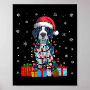 Affiche Chien Moche Noël Éclairage Santa Hat Pointeur Angl