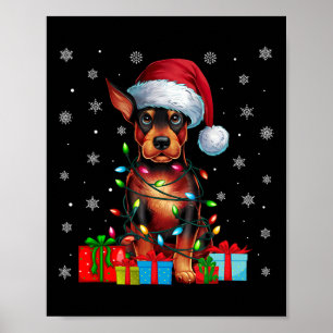 Affiche Chien moche Noël éclaire Père Noël Miniature Pinsc