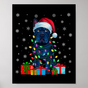 Affiche Chien Moche Noël éclaire Santa Hat Cane Corso Chie