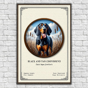 Affiche Chien noir et feu de la série de zoologie Coonhoun