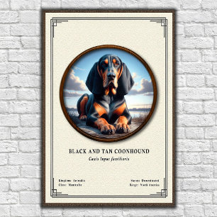 Affiche Chien noir et feu de race Coonhound Série de zoolo