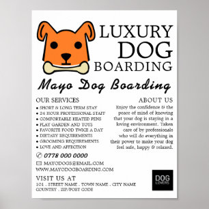 Affiche Chien orange avec os, Embarquement de chien, Publi