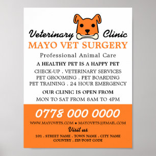 Affiche Chien orange, Vétérinaire, Service vétérinaire
