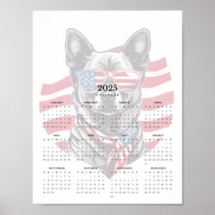Affiche Chien patriotique rouge blanc écusson bleu 2025 Ca