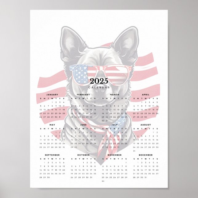 Affiche Chien patriotique rouge blanc écusson bleu 2025 Ca (Devant)