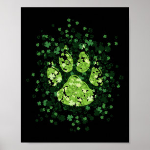 Affiche Chien Paw Irlandais Lucky Green Shamrock Clover